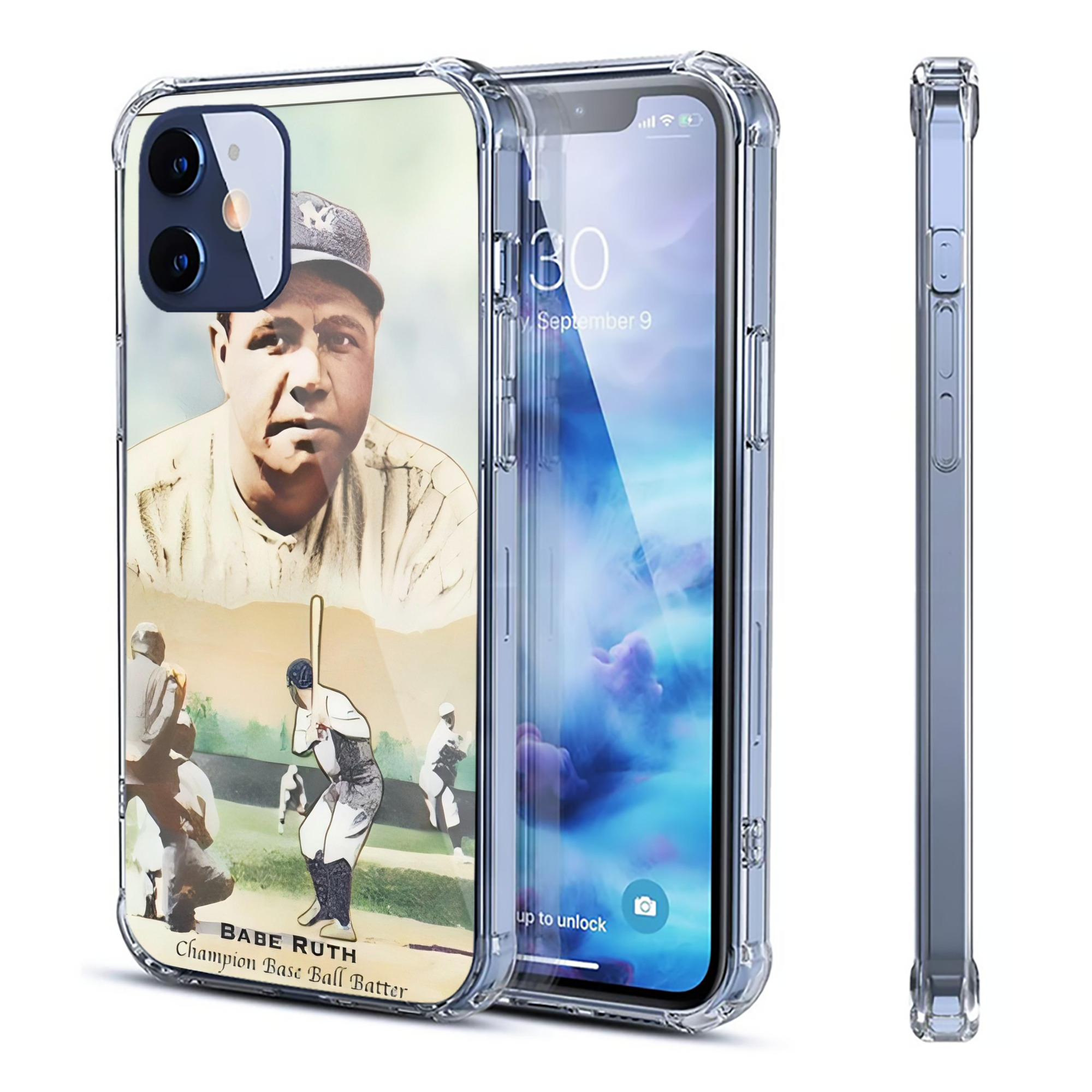 Babe Ruth 18 Clear IPhone 12 Case – Soft TPU With UV Print – Enhanced Drop Protection, Precise Fit, Anti-Fingerprint, Customizable Design, Scratch-Resistant, Yellow-Resistant
